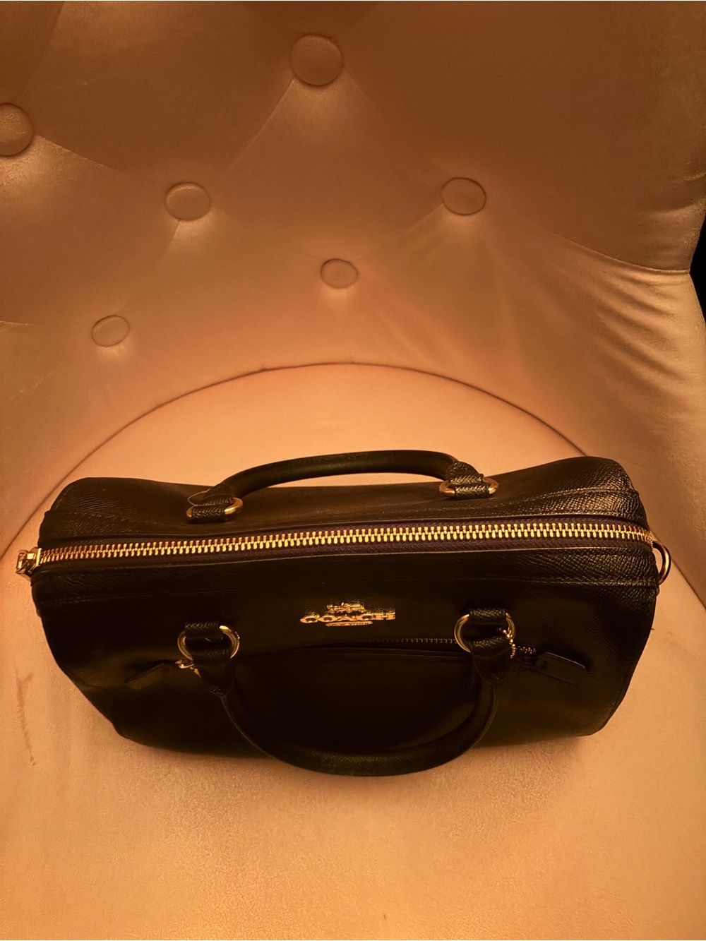 Coach Rowen Satchel Black Leather 
Dome Satchel with Gold Hardware - Picture 2 of 7